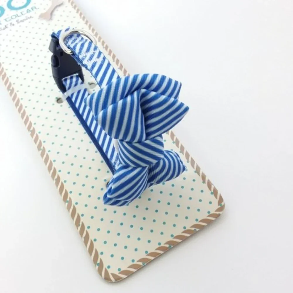 Dog Pet Collar Blue & White Stripe XS
